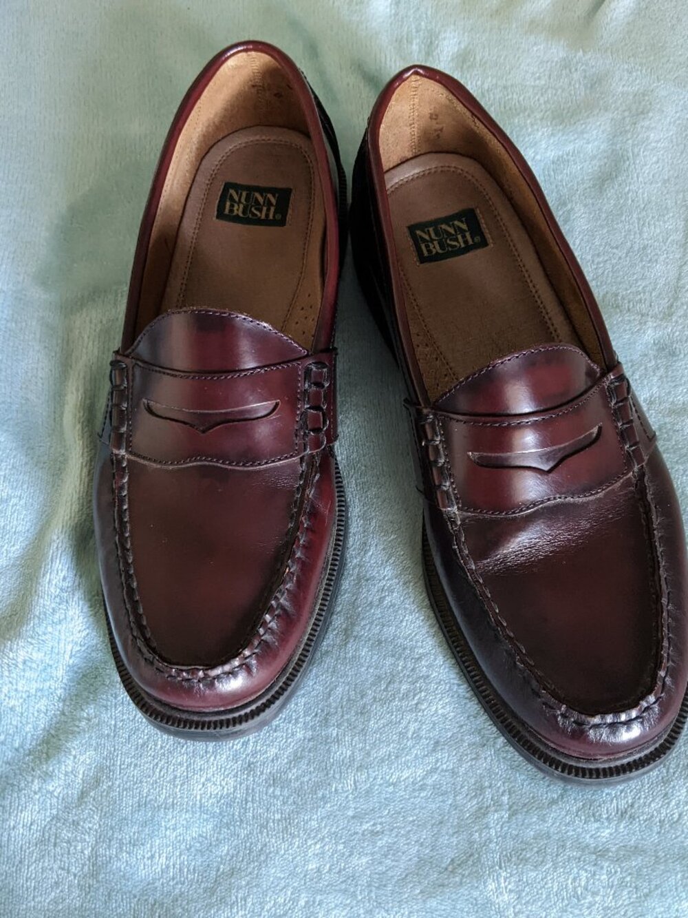 Men’s Nunn Bush Lincoln Penny Loafers Burgundy Size 10.5 M Leather Preppy w/Box